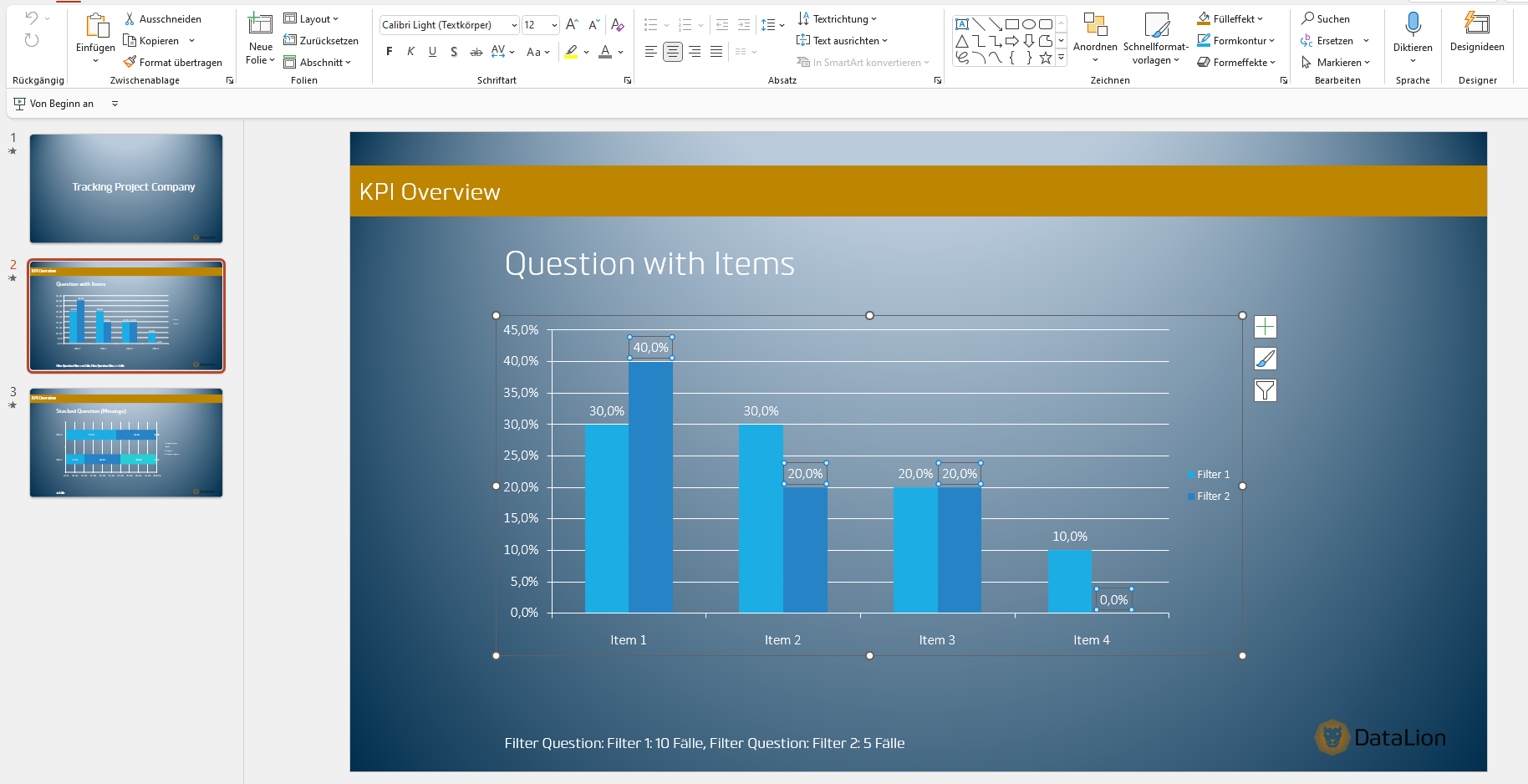 Nach PowerPoint exportierte Choice-Auswertung in DataLion