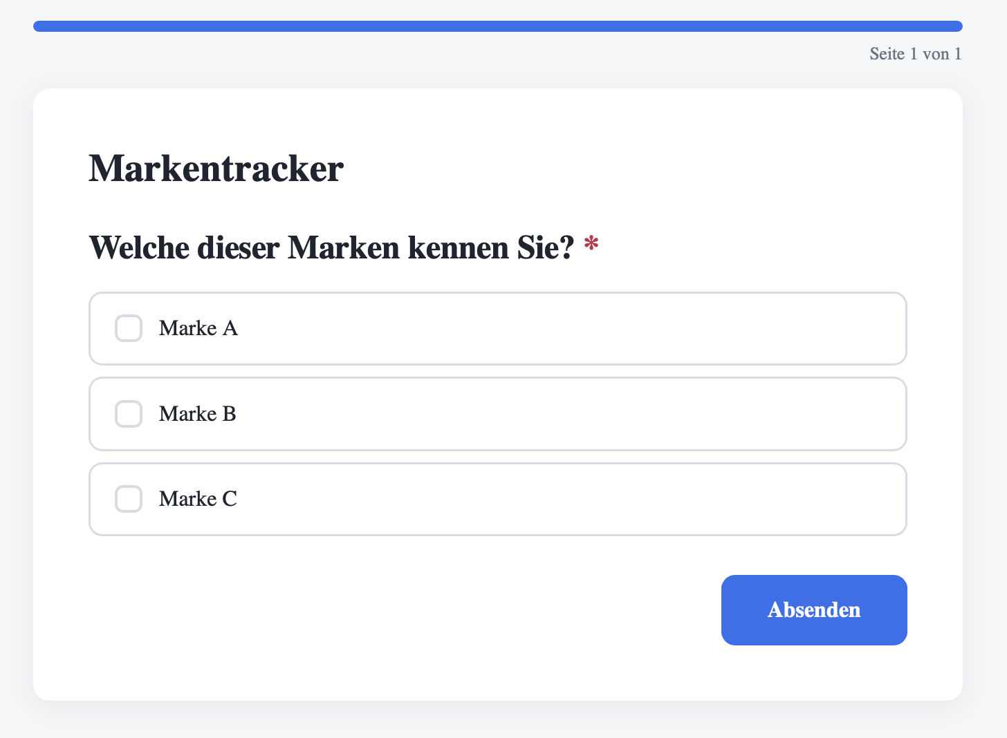 Vorschau einer DataLion-Umfrage mit Fragen und Antwortskala